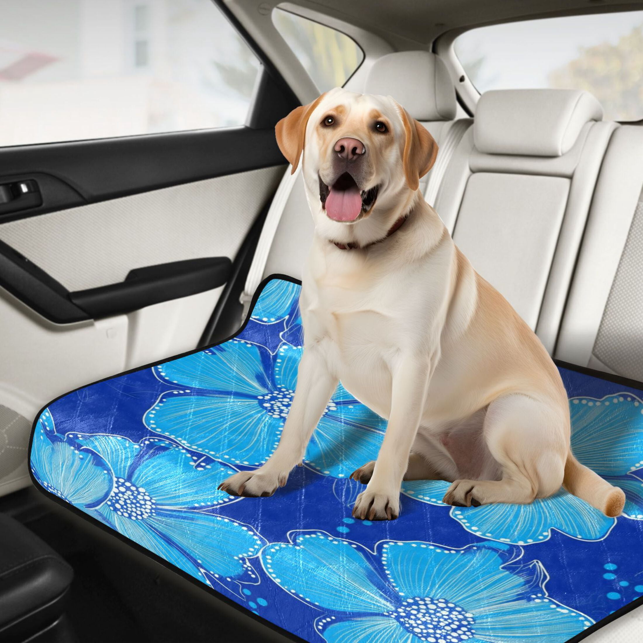 Washable Pet Pee Pads with Super Absorbent Reusable Training Pads for Dogs & Cats Blue Flowers Small Dot Design