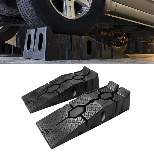 Car Ramps Set, 2PCS 2.5 Ton Load Bearing Anti Slip Portable Auto Service Ramp Strong Support Vehicle Service Ramp for Home Garage