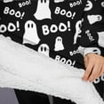 thumbnail image 3 of Oversized Wearable Blanket Hoodie,Halloween Ghost Boo Pattern Sherpa Blanket Hoodie with Super Pockets,Super Warm Fuzzy Pullover for Women & Men, 3 of 6
