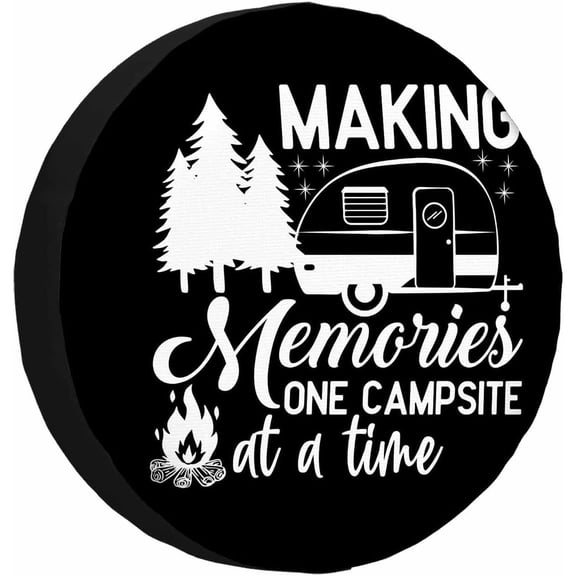 Camping Spare Tire Cover Making Memories One Campsite at a Time Weatherproof Universal Wheel Protectors Camper Tire Covers for Trailer Rv Travel 14 inch