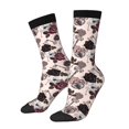 thumbnail image 1 of Balery Retro Red Black Roses Calcetas Largas con Estampado para Hombre y Mujer – Suaves y Transpirables, Talla Única (US 5-11), 1 of 6