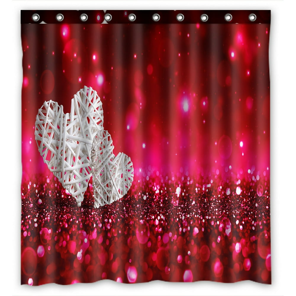ABPHQTO Two Wicker Hearts Red Sparkle Glitter Waterproof Polyester