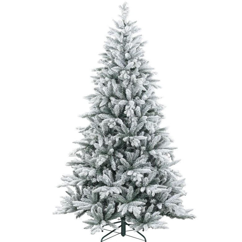 Hinged Xmas Tree, Artificial Flocked Christmas Tree with Snow Tips, for Festive Christmas Decor