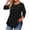 Black, variant on Staron Women's Casual Loose 3/4 Sleeve T-Shirt Round Neck Plus Size Top Basic Comfy Relaxed Blouse, Navy 3XL