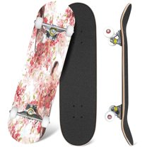 31'' Complete Skateboard 7 Layer Canadian Maple Double Kick Deck Skateboards japanese cherry blossom cherry flower watercolor Skate Board for Beginner Adult Gifts