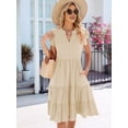 thumbnail image 6 of Women'S Summer Dress V Neck Short Sleeve Midi Sundress Flowy Tiered Beach Dresses with Pockets Color L, 6 of 9