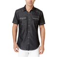 thumbnail image 1 of Camisa con botones de doble textura para hombre INC negro profundo 2XL I-N-C Button-Front, 1 of 1