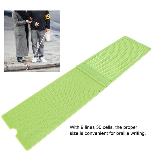 Pizarra Braille De Plástico 9 Líneas X 30 Celdas | Kit Con Lápiz Capacitivo | Portátil Y Ligera | Color Verde