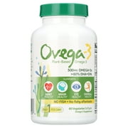 Ovega-3 Plant-Based Omega-3 Supplement with DHA and EPA, 500 mg Vegetarian Softgels, 60 Ct