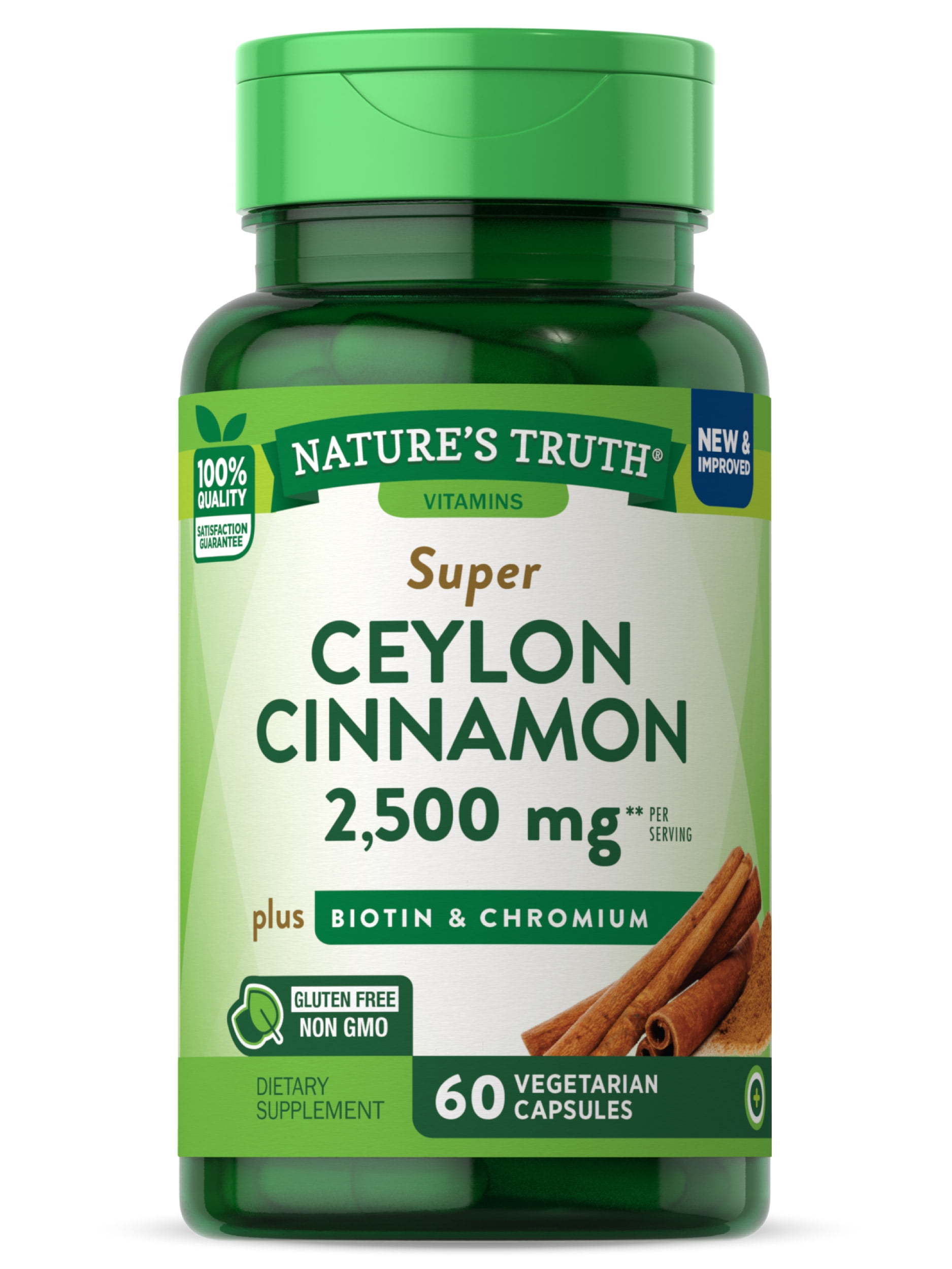 Cinnamon Capsules 2500mg Plus Chromium & Biotin 60 Count Non