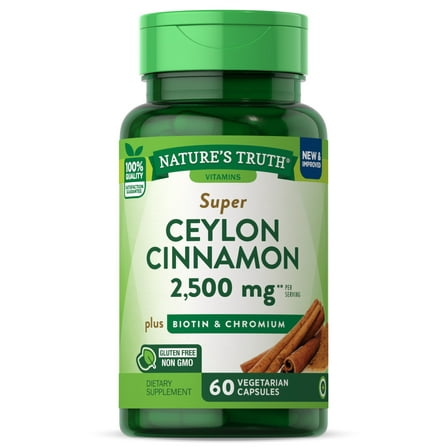 Cinnamon Capsules | 2500mg | Plus Chromium & Biotin | 60 Count | Non-GMO & Gluten Free Supplement | by Nature's Truth