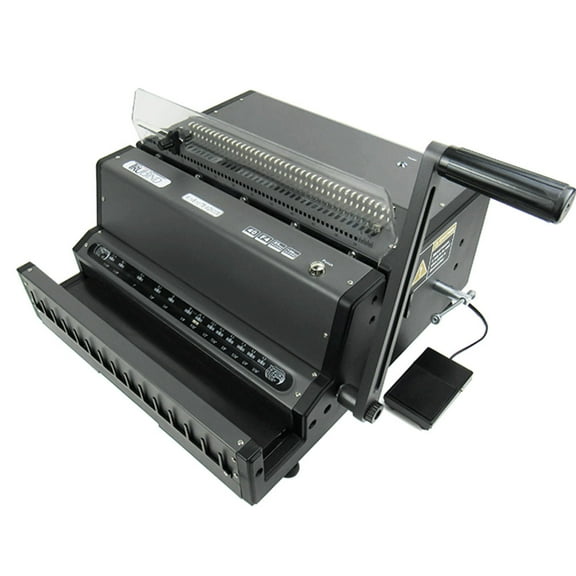 TRUBIND TB-WD600B - Heavy Duty Electric Binding Machine for Twin Loop Wire Spines- Electric Punch Button and Foot Pedal -Manual Wire Closer, 3 to 1 Pitch, Black