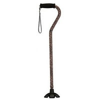 NOVA Sugarcane, Walking Cane with Quad Tip and Carrying Strap, Stand Alone Cane, Leopard Design