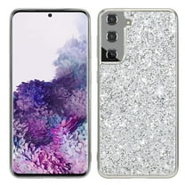 Cowithday for Samsung Galaxy S21 FE 5G Phone Case, Glitter Sparkle Bling Shiny Diamond Slim Shockproof Soft TPU Silicone Anti-Slip Protective Case Cover for Women Girls for Samsung S21 FE 5G, Silver