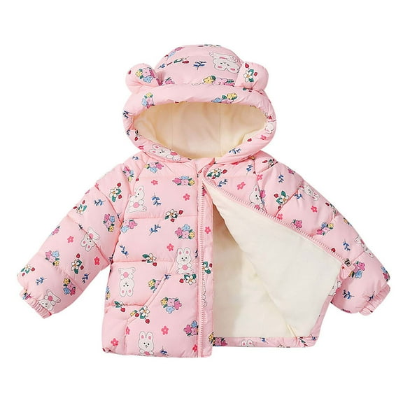 Cethrio Girls Winter Coats, Hooded Windproof Full Zip Thermal Puffer Jacket Pink Size 7 T