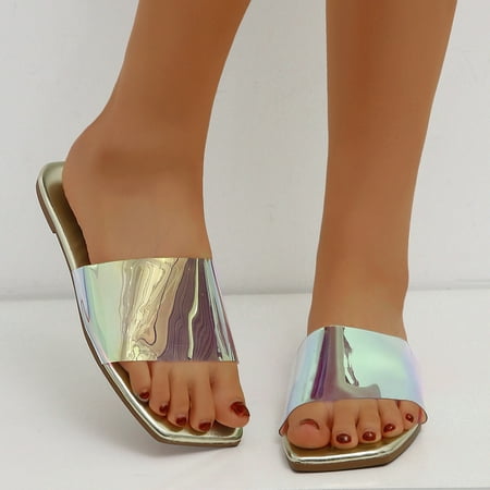

ãYilirongyummã Multicolor 39 Slippers For Women Ladies Fashion Summer Solid Color Flat Bottom Fish Mouth Casual Slippers