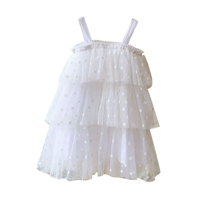 Robe Princesse d'Été Sans Manches à Pois en Tulle pour Bébé Fille, Robe de Fête Mignonne pour Filles