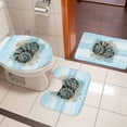 thumbnail image 5 of Summer Coastal Bathroom Rugs Set Retro Ocean Brown Conch Marine Life Teal Blue Non Slip Absorbent Soft Bath Mats 3 Piece Set with Bathroom Rug, U-Shaped Floor Mat, Toilet Seat Cover Large Size, 5 of 9