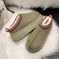 thumbnail image 1 of Botas de nieve para mujer, de invierno, con forro polar, cálidas, de suela gruesa, sin tacón, con punta cerrada, pantuflas de felpa, zapatos acolchados de algodón, 1 of 6