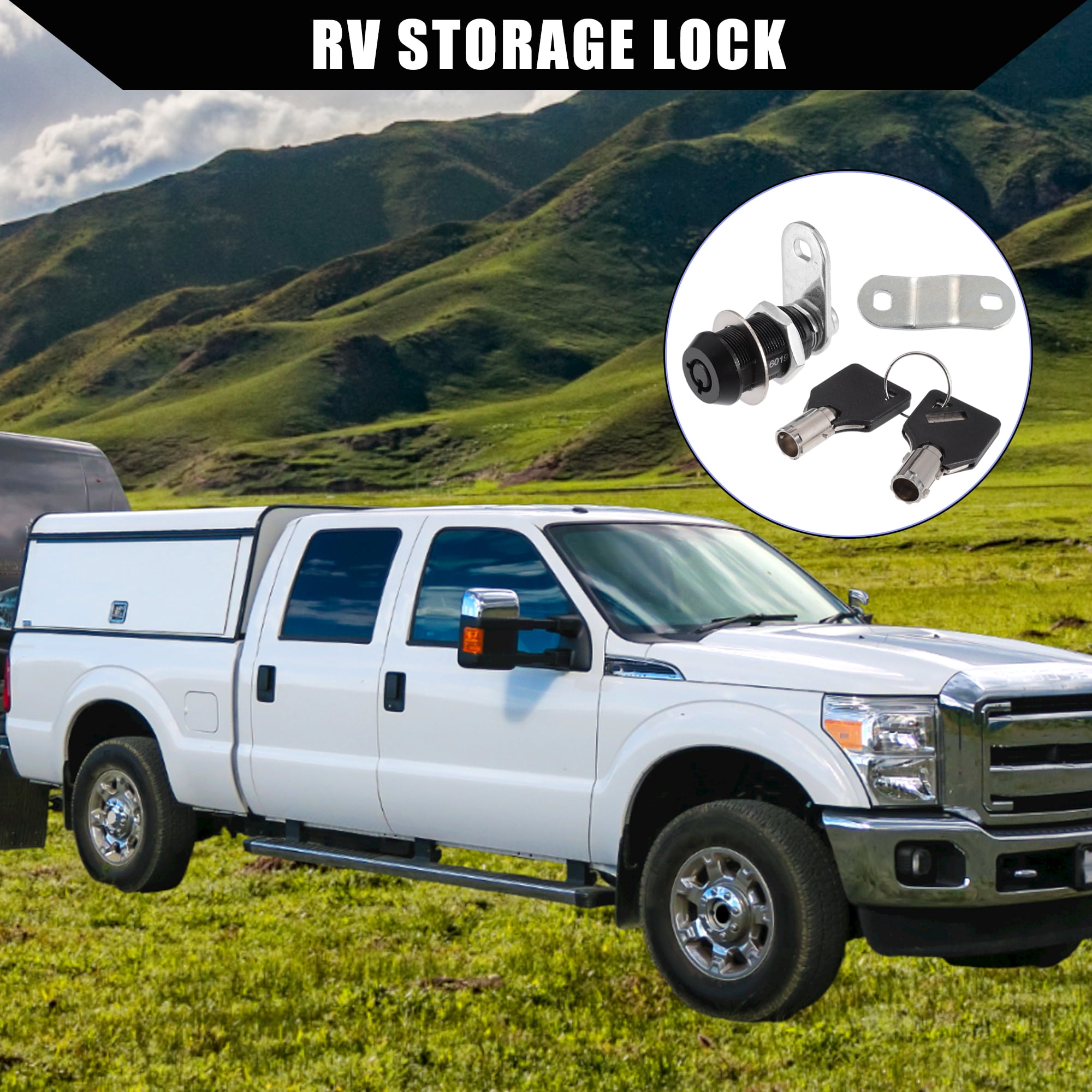 3 Set 1-1/8 Inch RV Campervan Lock Set with 6 Keys RV Storage Door Locks for File Cabinet Toolbox