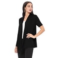 thumbnail image 2 of Women's Casual Solid Short Sleeve Basic Open Draped Front Cardigan Office Wear, 2 of 6