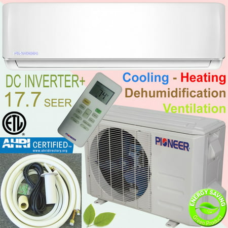 PIONEER Ductless Mini Split Inverter Heat Pump System. 18,000 BTU/h, 208-230V, 17.7 (Best Ductless Ac System)