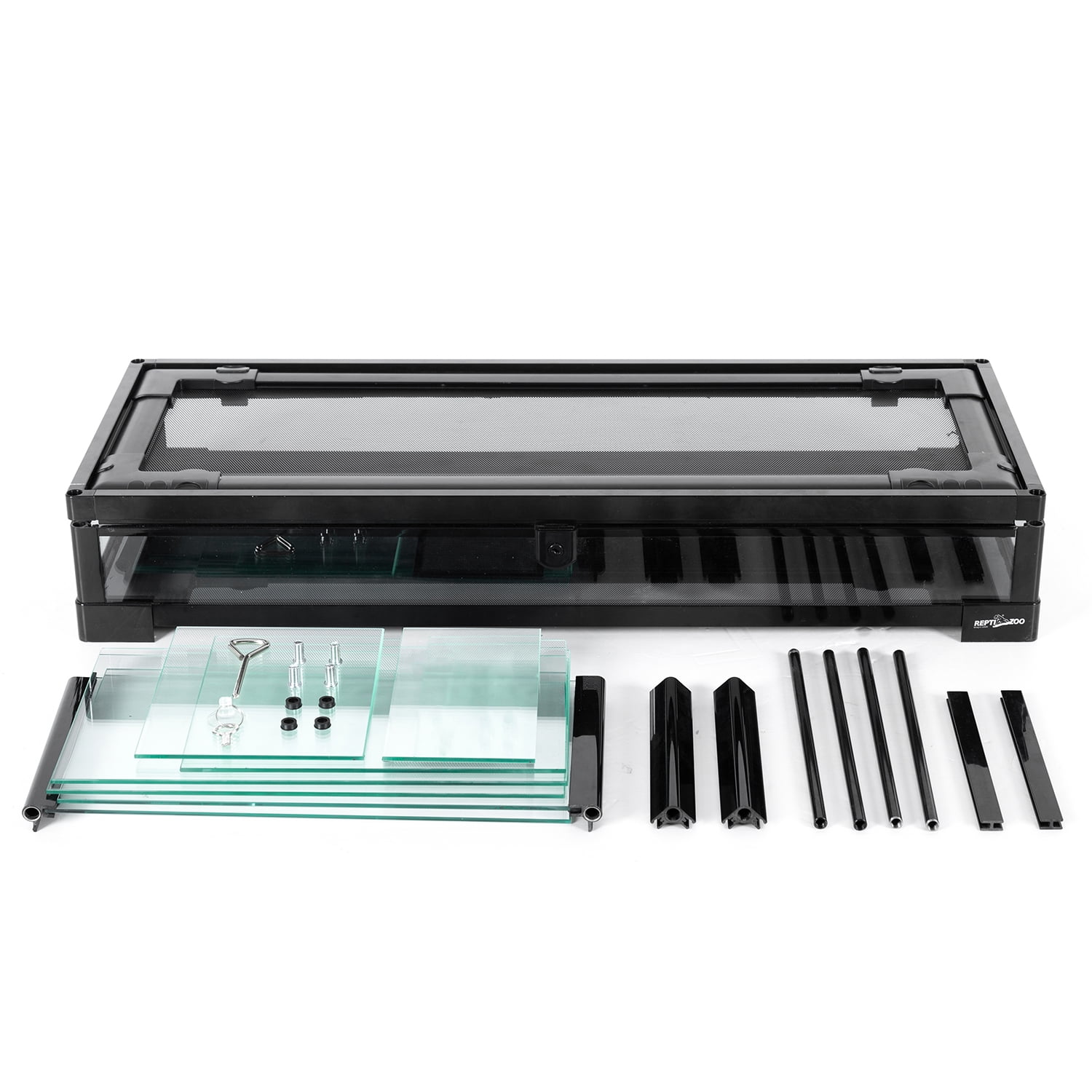 GUZZLO Full Glass 24 Gallon Reptile Tank, Front Opening Reptile Terrarium 24" x 17.7"x 12.6", Black