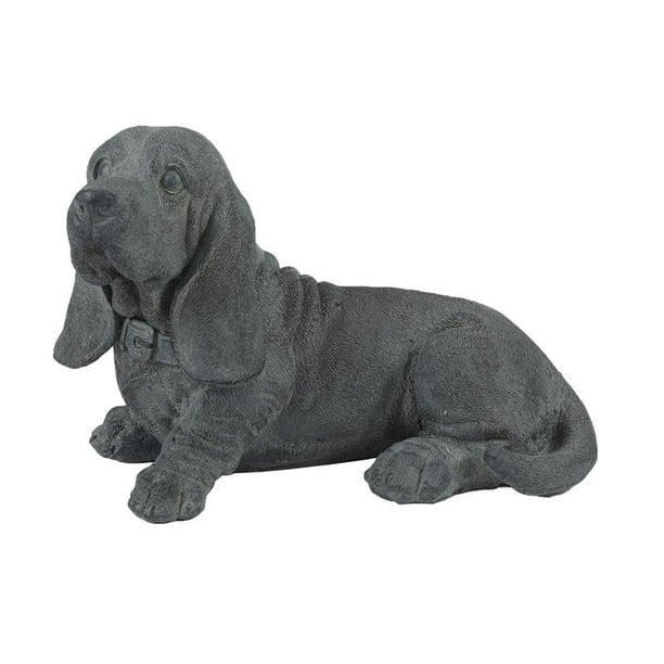 Gray MgO Basset Hound Dog Garden Statue
