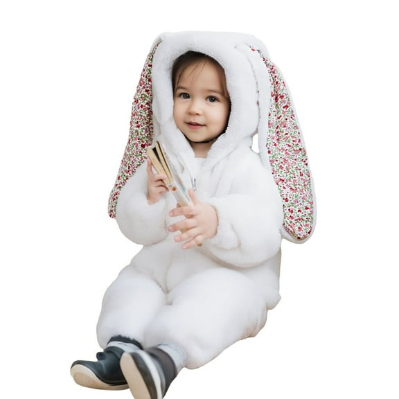 Adorable Rabbit Themed Boys Romper Jumpsuit Soft Winter Warm