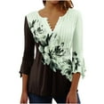 thumbnail image 2 of T-Shirt à Manches Courtes Imprimé Floral Top Dames Bleu L, 2 of 5