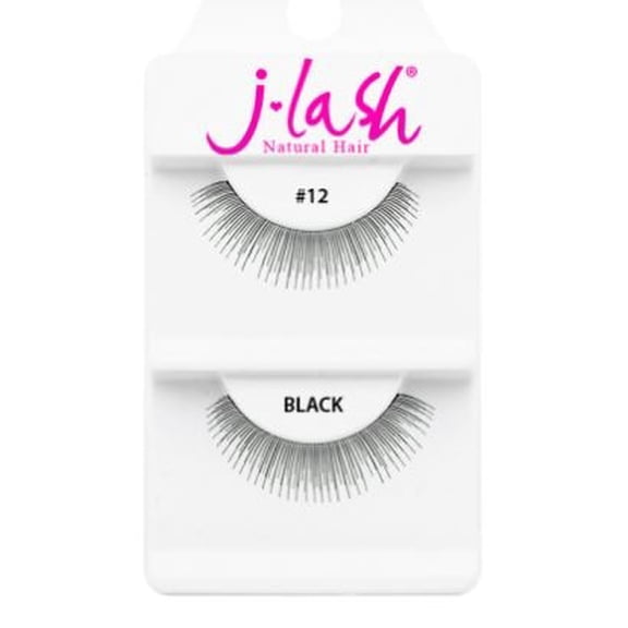 #12 Black , J Lash Daily Eyelashes, hair scalp beauty - Pack of 1 w/ Sleek 3-in-1 Comb/Brush