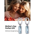 thumbnail image 4 of Pendientes colgantes Huggie PROSTEEL Pendientes de Acero Inoxidable para mujeres Aguamarina de marzo Cristal Joyería Madre Regalo de cumpleaños, 4 of 8