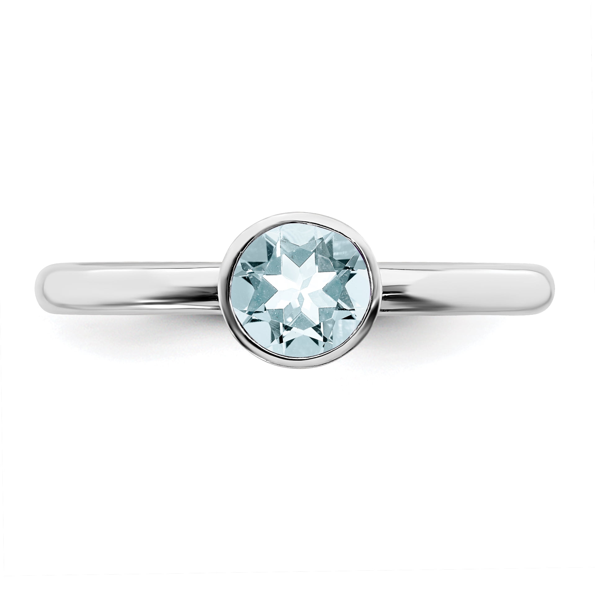 High 5mm Swarovski Sterling Silver March Ring