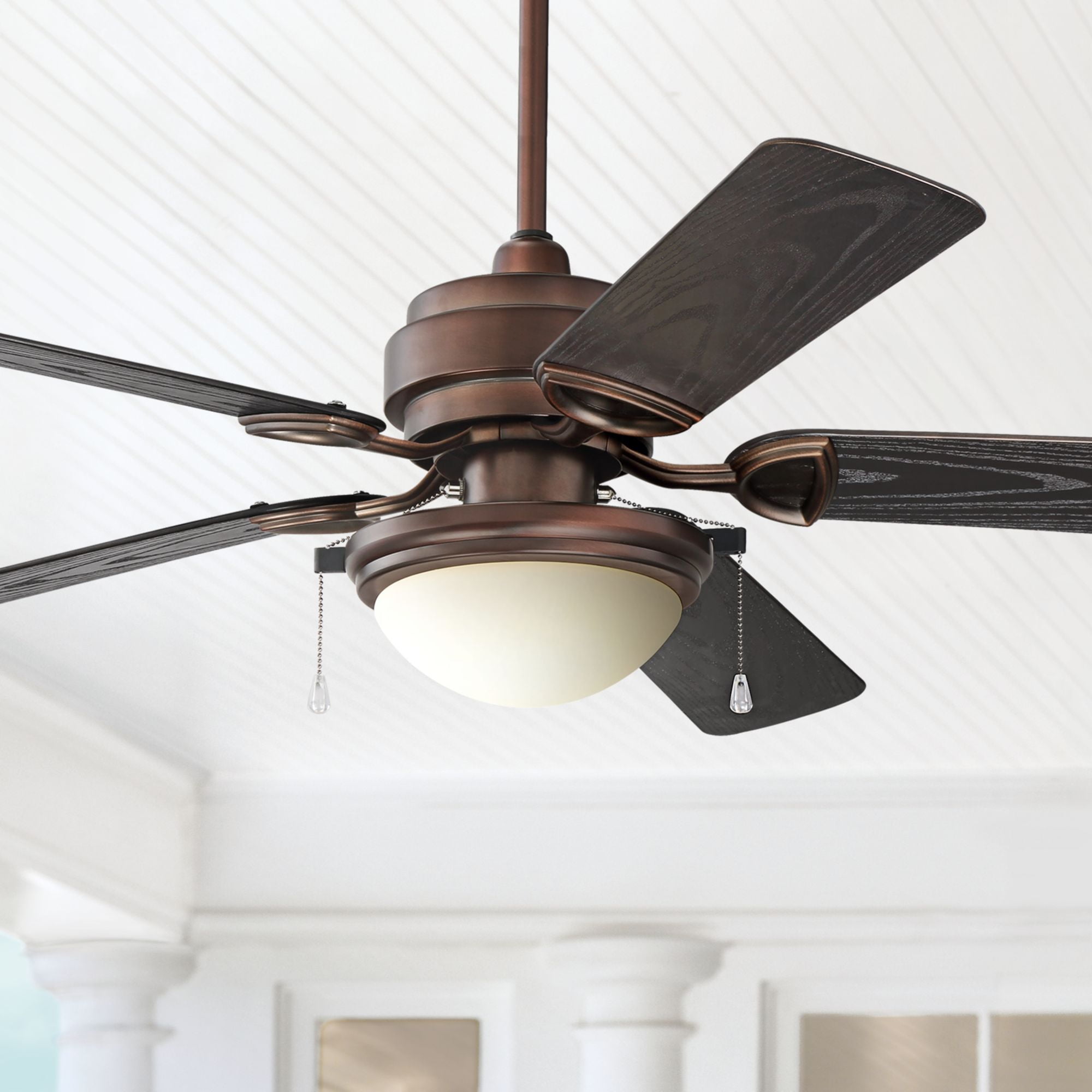 52 Casa Vieja Outdoor Ceiling Fan With Light Led Oil Brushed Bronze Wet Rated For Patio Porch