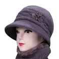 thumbnail image 2 of Prolriy Winter Hats for Women, Women's Woolen Knitted Warm Basin Hat Padded Cotton Hat Womens Hats Purple, 2 of 6