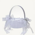 thumbnail image 6 of Elegant Satin Ribbons Basket with Handle Fruit Candies Container Wedding Easter Party Favors Flower Girl Baskets Wedding Basket for Events with lace, 6 of 8