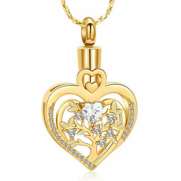 Tree of Life Urn Necklaces for Ashes Heart Cremation Jewelry Memorial Keepsake Jewelry Eternity Memorial Pendant with Funnel Filler for Women Men
