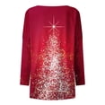 thumbnail image 5 of NWQKYZGH Women Tops Clearance Women Long Sleeve Casual Shirts Pullover Loose Tunic Tops Christmas Print V-Neck Blouse Rollbacks Wine 8(L), 5 of 5