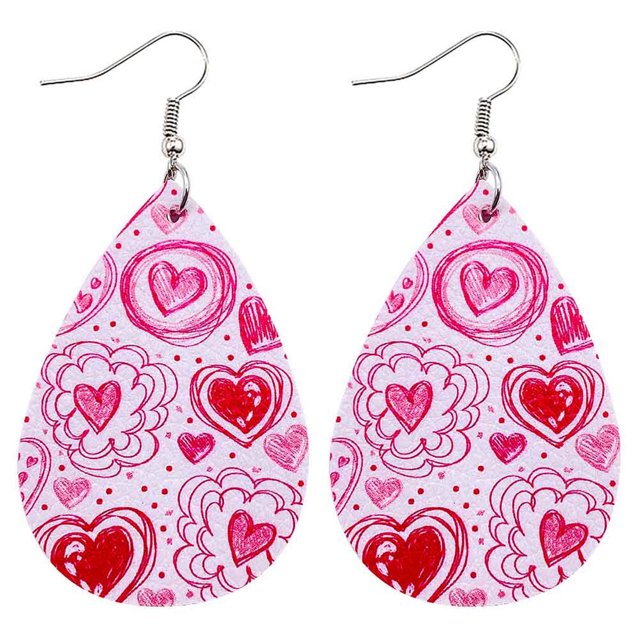 PVCS Boucles d'Oreilles de la Saint-Valentin Cœur Amour Lèvres Rouges Boucles d'Oreilles Imprimées Double Face