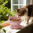 thumbnail image 2 of Lilixerw Large Capacity 5.12 Inch Ceramic Cat Bowl with Cat Shaped Design,Elevated Raised Pet Food and Water Dish with Non-Slip Base,Whisker Friendly Design for Easy Feeding,Pink, 2 of 6