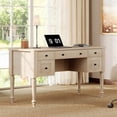 thumbnail image 1 of WAMAPT Farmhouse Desk, Executive Home Office Desk, Charging Station, Wood Computer Desk, 5 Drawers, File Cabinet Storage, Door, Open Shelf, Study and Work,Light Oak, 1 of 8