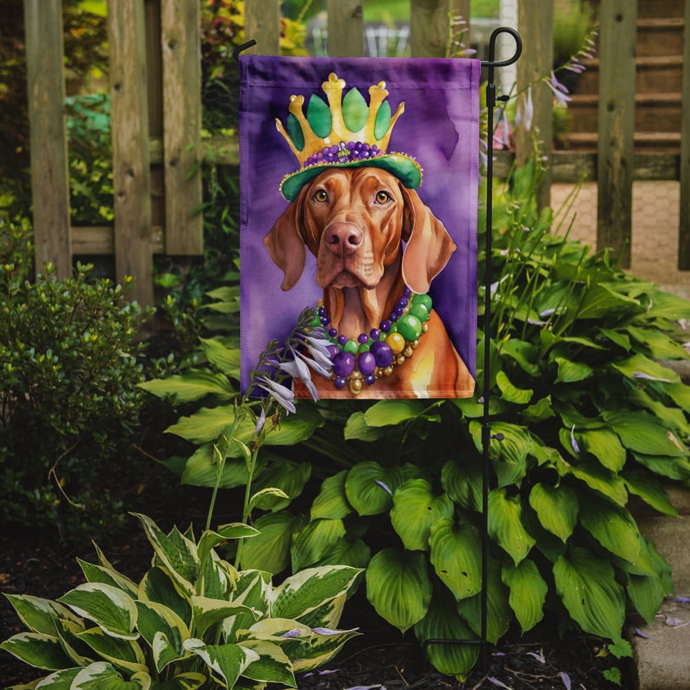 Vizsla King of Mardi Gras Garden Flag 11.25 in x 15.5 in