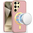 thumbnail image 2 of For Samsung Galaxy S24 Ultra Ultimate PU Leather Hybrid with MagSafe Compatible Bumper Hard PC Gold Frame Protection Cover ,Xpm Phone Case [ Pink ], 2 of 10
