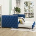 thumbnail image 5 of Modern Daybed with Trundle, Pull Out Sofa Bed for Bedroom & Living Room, Queen Size, Blue, 5 of 9