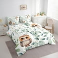 thumbnail image 3 of Cartoon Animal King Comforter Set 7 Pieces Kawaii Owl Bedding Comforter Sets, Funny Wildlife Bed in a Bag Wild Bird Bedding Set, Botanical Green Eucalyptus Bed Sheets Set, 3 of 6