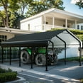 thumbnail image 3 of Walsunny 12X20 FT Carport, Outdoor Heavy Duty Carport Canopy with Galvanized Steel Roof, Metal Carport Extra Large Garage Car Storage Shelter, Gray, 3 of 7