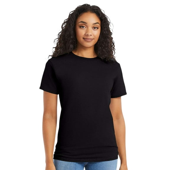 Hanes Essential-T Short Sleeve T-Shirt Cotton Crewneck Tee Shirts (Black, M)