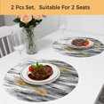 thumbnail image 5 of Black Grey Vintage Round 15 Inch Placemats Set of 2, Retro Abstract Art HeatResistant Non Slip Place Mats for Dining Table, Wipeable Braided Kitchen Table Mats for Housewarming, 5 of 9
