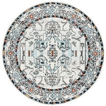 SAFAVIEH Tulum Mattie Oriental Area Rug, Ivory Grey/Blue Rust, 6'7" x 6'7" Round