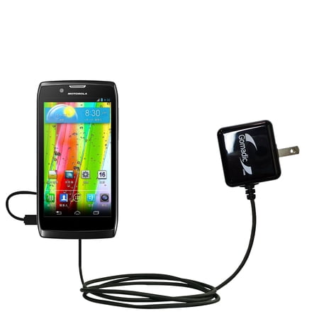 Gomadic Intelligent Compact AC Home Wall Charger suitable for the Motorola RAZR V XT886 - High output power with a convenient, foldable plug design -